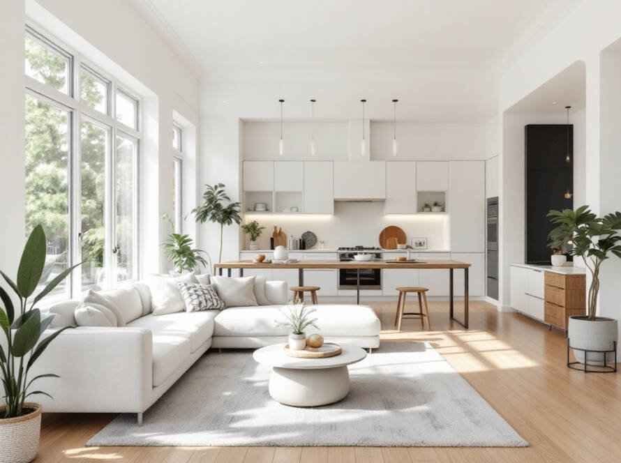 Modern Boston floor installation in a contemporary design, representing professional construction partnership