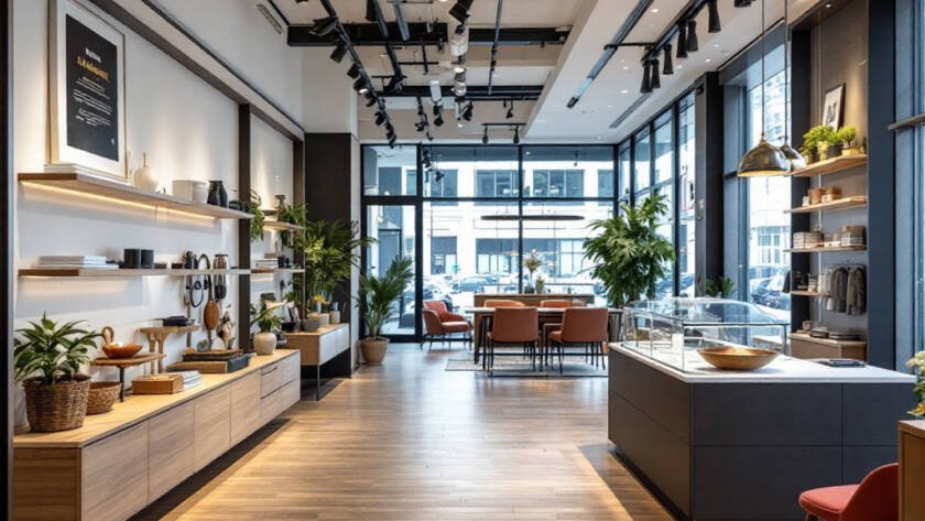 Modern and contemporary designed shop in Boston after renovation.