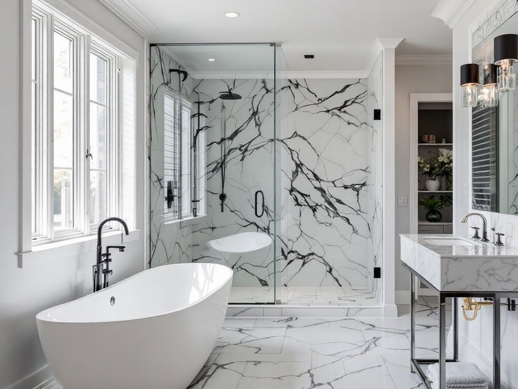 Alternative text: Photo of a newly renovated bathroom in Boston.