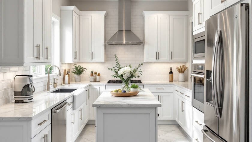 Newly remodeled modern kitchen in Boston with contemporary design
